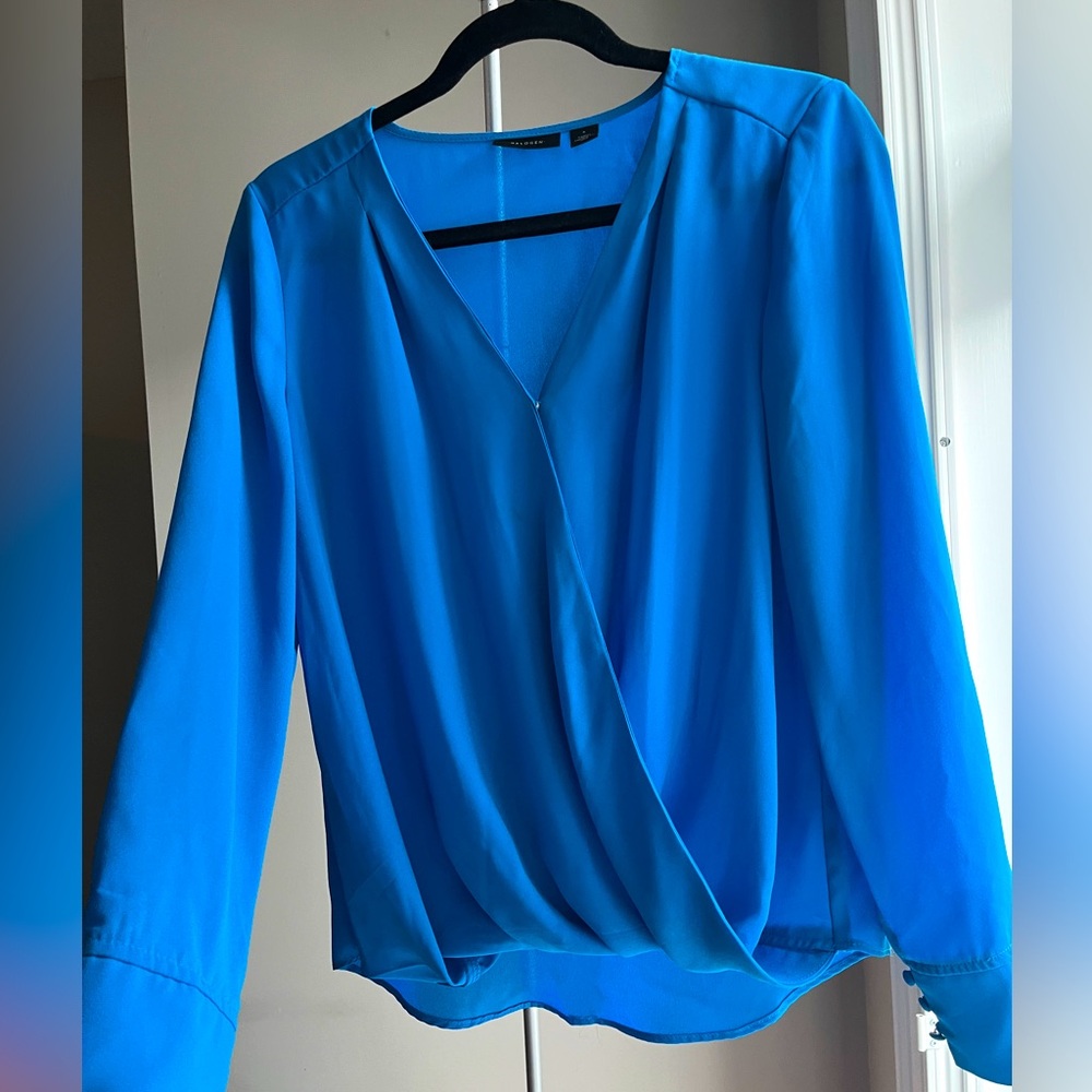 Cobalt Blue Wrap Blouse by Halogen